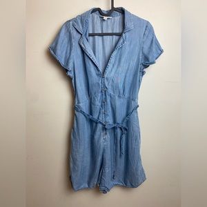 Chambray Romper with Pockets